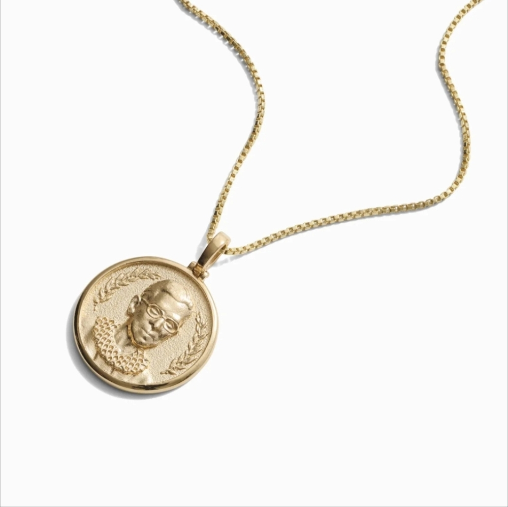 Gold Medallion Ruth Bader Ginsberg Portrait Pendant